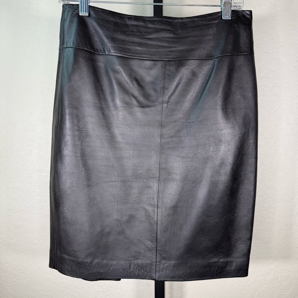 Vintage Cache Genuine Black Lambskin Soft Leather Skirt Size 4 - Picture 2 of 14